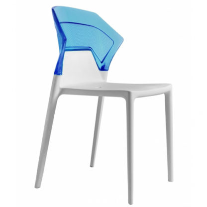 Chaise EGO-S - polypropylène - blanc - bleu transparent - District W - St-Hyacinthe