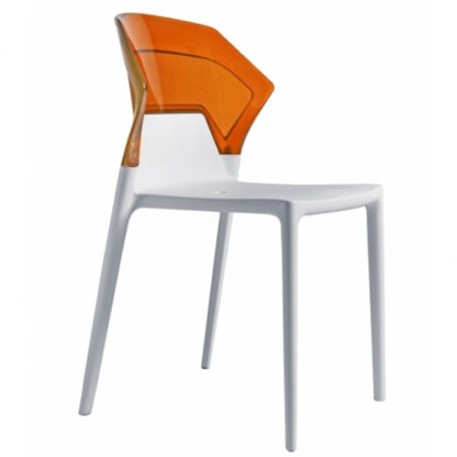 Chaise EGO-S - polypropylène - blanc - orange transparent - District W - St-Hyacinthe
