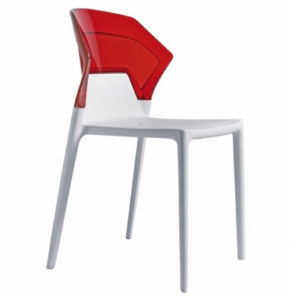 Chaise EGO-S - polypropylène - blanc - rouge transparent - District W - St-Hyacinthe
