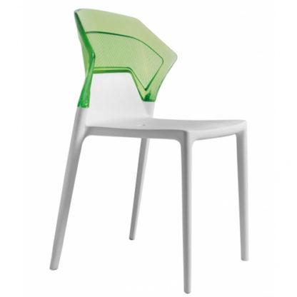 Chaise EGO-S - polypropylène - blanc - vert transparent - District W - St-Hyacinthe