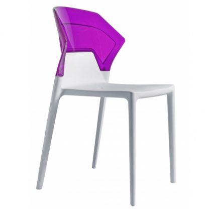 Chaise EGO-S - polypropylène - blanc - violet transparent - District W - St-Hyacinthe