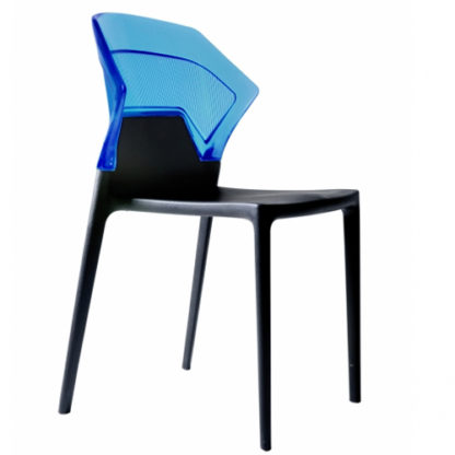 Chaise EGO-S - polypropylène - noir - bleu transparent - District W - St-Hyacinthe