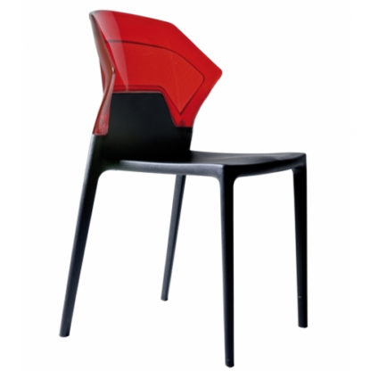 Chaise EGO-S - polypropylène - noir - rouge transparent - District W - St-Hyacinthe