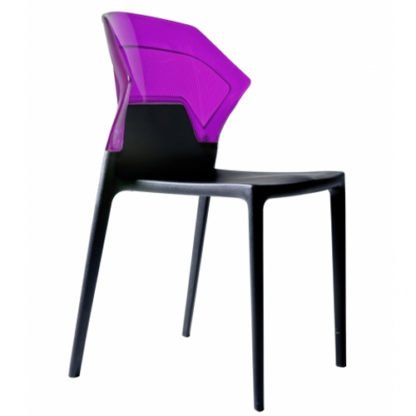 Chaise EGO-S - polypropylène - noir - violet transparent - District W - St-Hyacinthe