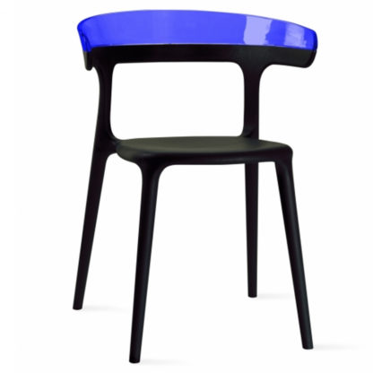 Chaise LUNA - polypropylène - noir - bleu transparent - District W - St-Hyacinthe